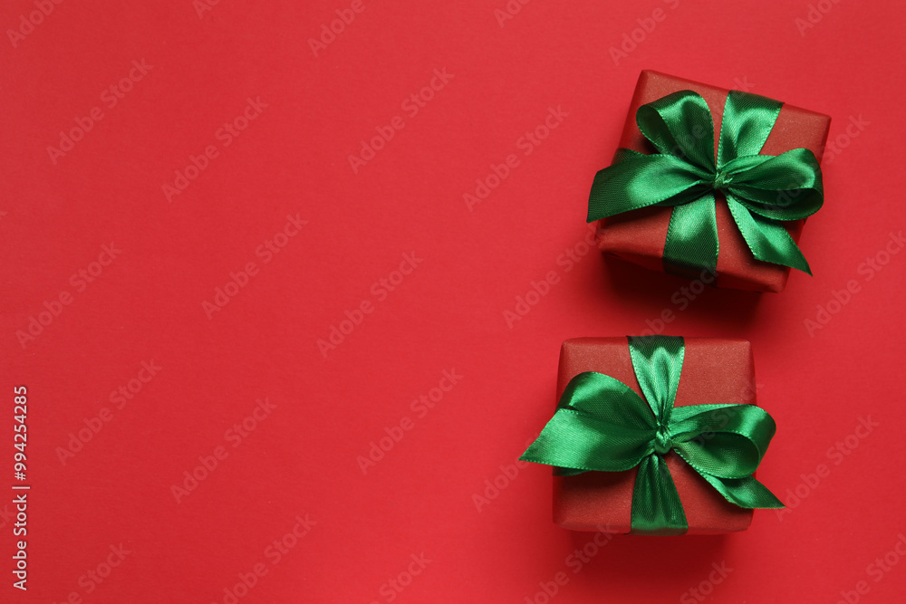Beautiful gift boxes on a colored background Beautiful gift boxes on a colored background