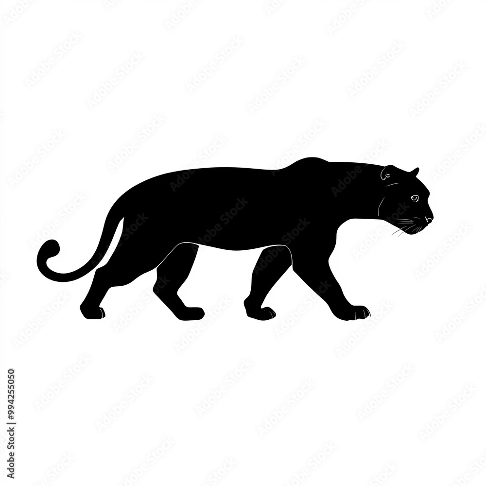 Panther Silhouette, Illustration Isolated On White Background Panther Silhouette, Illustration Isolated On White Background