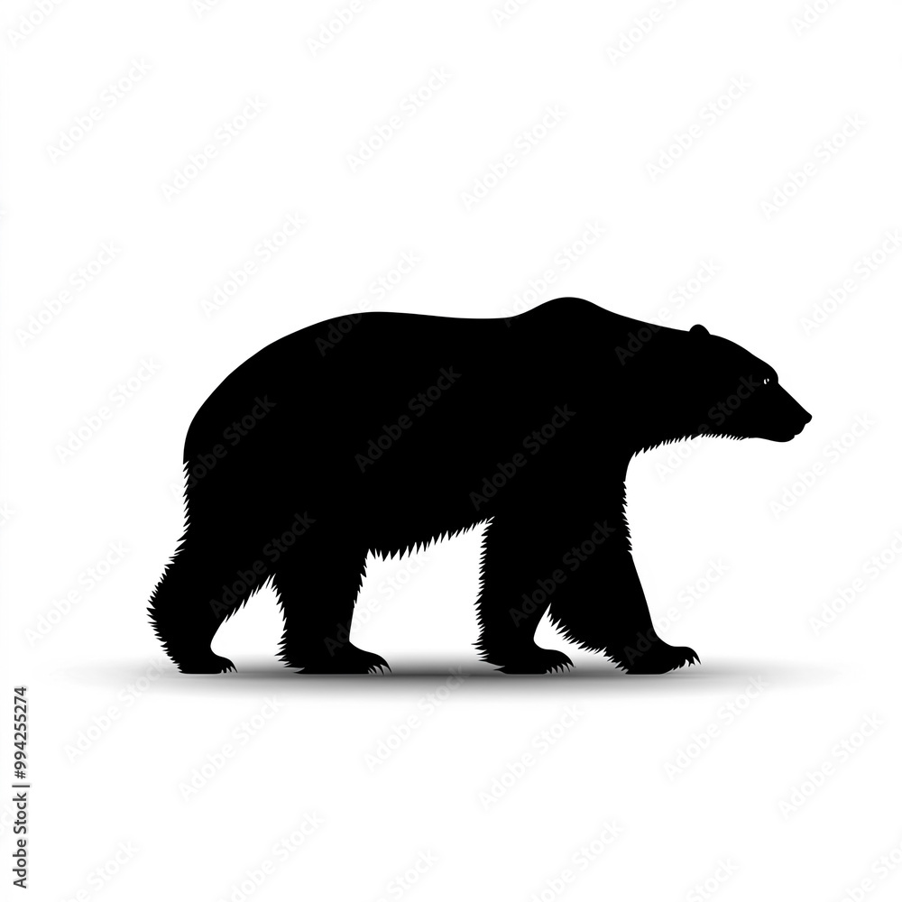 Fototapeta premium Polar Bear Silhouette, Illustration Isolated On White Background