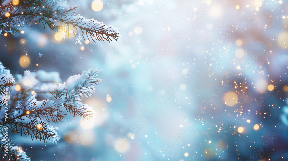Christmas and winter landscape on blurred background, Christmas tree, pine branch or fir tree. Festive vacation background. Copy space. Christmas and winter landscape on blurred background, Christmas tree, pine branch or fir tree. Festive vacation background. Copy space.