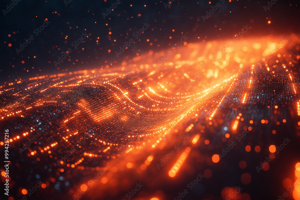 Obraz premium A bright orange and black image with a lot of dots
