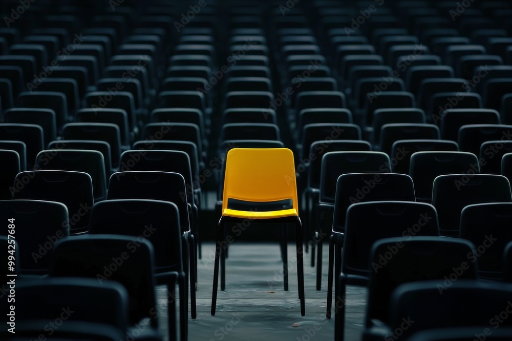 Unique and different concept of a chair that stands out in a crowd. Unique and different concept of a chair that stands out in a crowd.