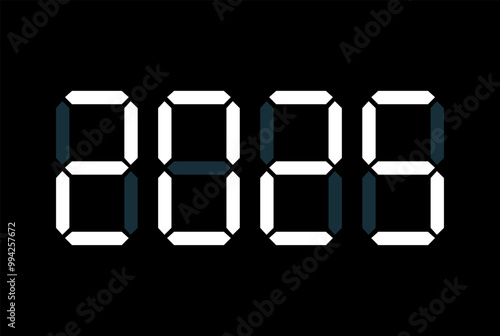 Digital numbers isolated on black background.