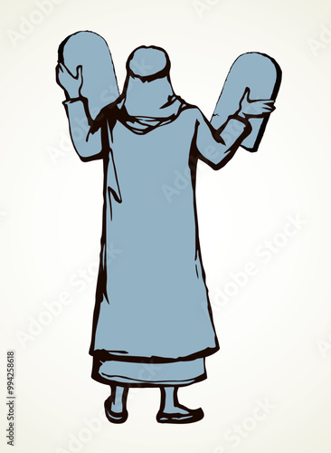 Moses with the tablets. Vector drawing