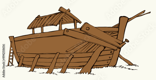 Unfinished Noah's Ark. Vector drawing
