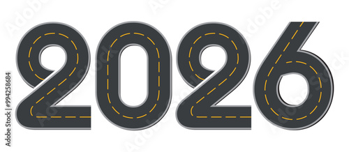 Figures of the new year in the form of a road. Vector drawing