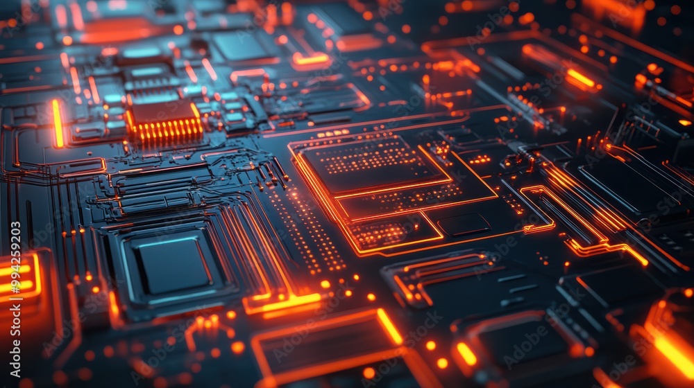 Illuminated futuristic digital circuitry with dynamic glow. Modern tech backdrop. Illuminated futuristic digital circuitry with dynamic glow. Modern tech backdrop.