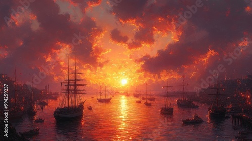 Wallpaper Mural Sunset Over The Harbor Torontodigital.ca