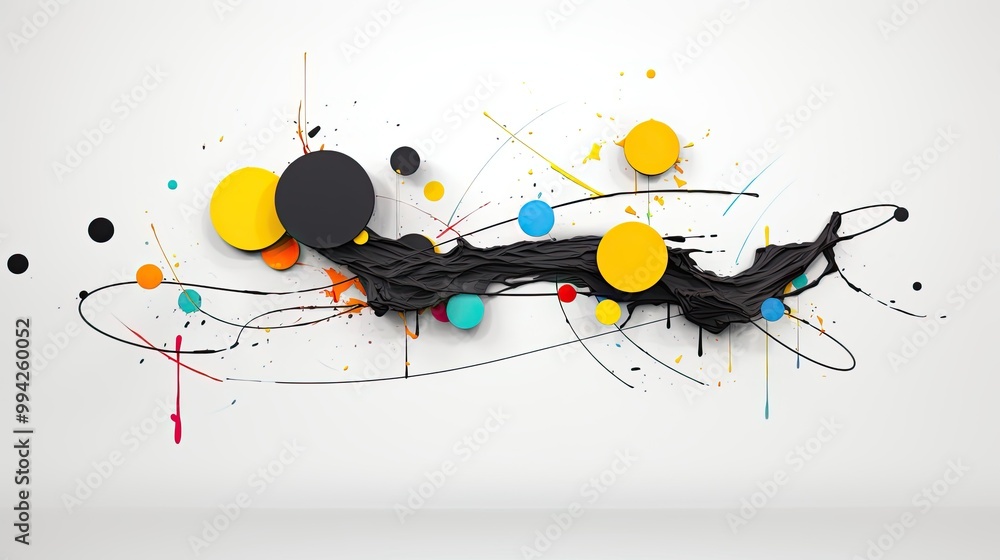 Obraz premium Abstract composition of circular elements. Dynamic scene of collision of various objects.