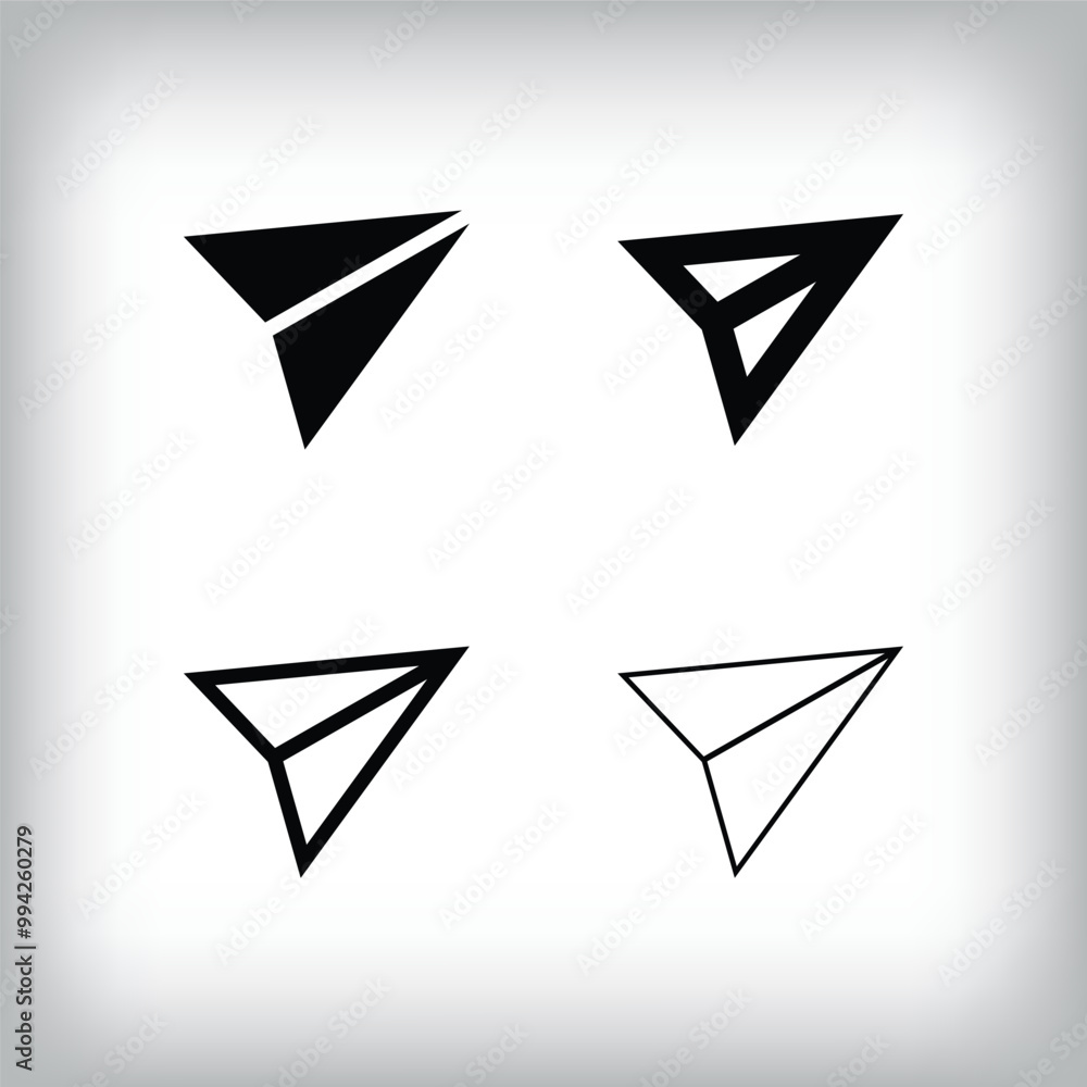 Simple paper airplane icon set. 4 Different thicknesses and designs of planes and messages. Communication and global icon. Simple paper airplane icon set. 4 Different thicknesses and designs of planes and messages. Communication and global icon.
