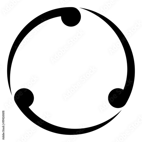 細三つ巴（ほそみつどもえ）。日本の家紋のアイコンベクターイラストセット