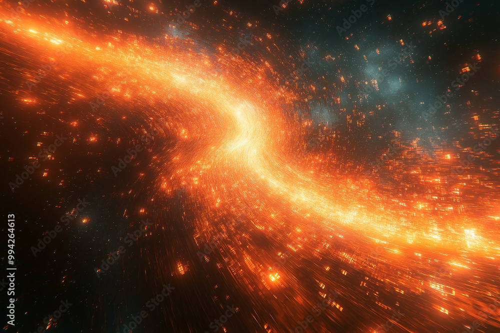 Fototapeta premium A bright orange line of fire in the sky