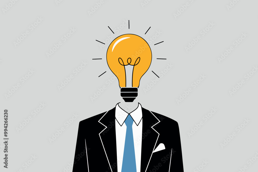 Light bulb over businessman's head, concept of idea and creativity. Light bulb over businessman's head, concept of idea and creativity.