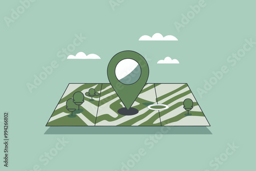 Map with gps pin, location concept.