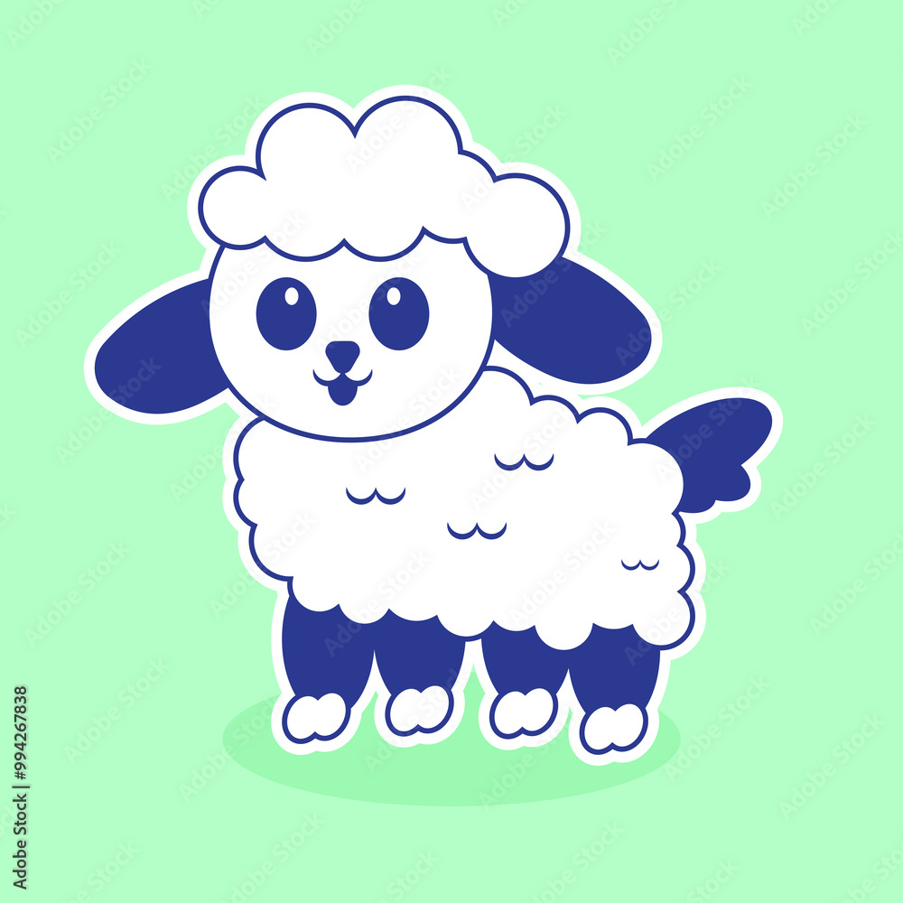 Obraz premium A white sheep on background, vector illustration cartoon