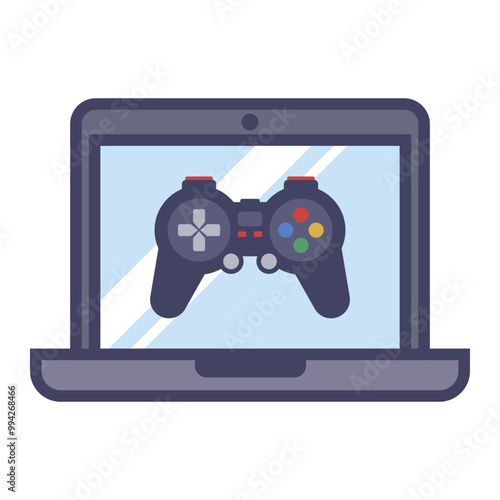 laptop computer joystick on screen. gaming computer