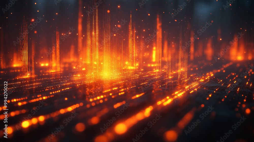 Obraz premium A computer generated image of a fiery landscape with orange and black lines