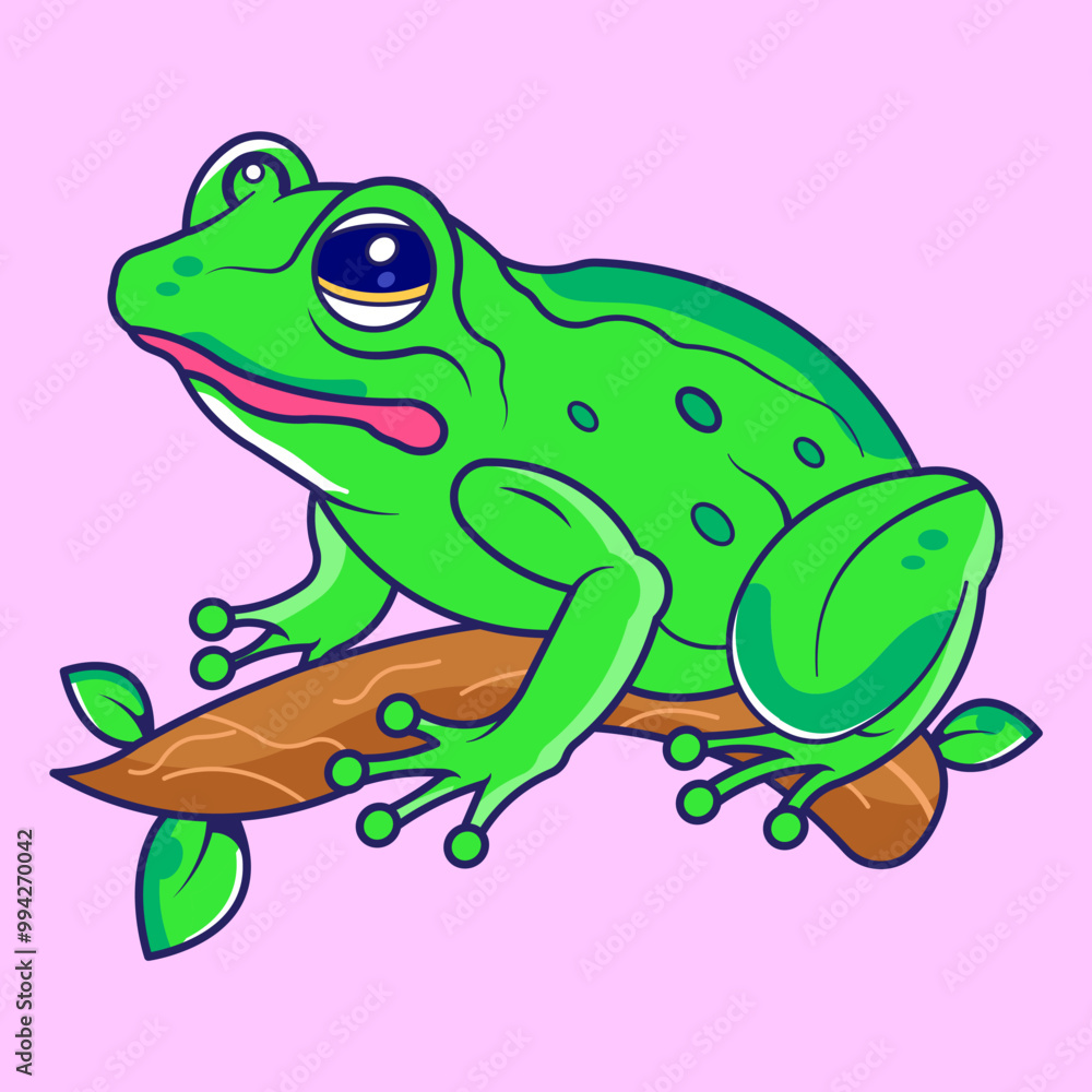Cute Frog On Tree Cartoon Vector Icon Illustration. Animal Nature, animal pets Cute Frog On Tree Cartoon Vector Icon Illustration. Animal Nature, animal pets