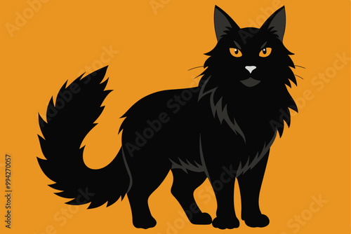 Solid color Maine Coon animal vector design