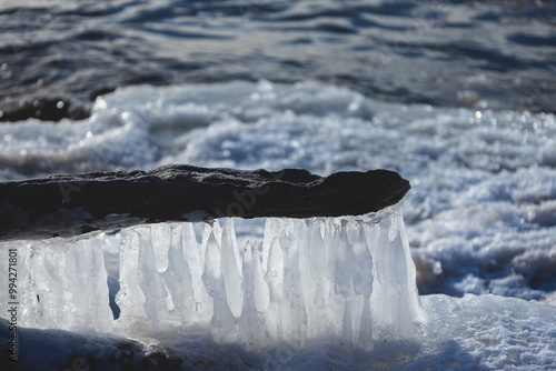 Ice on Mississippi River Bank