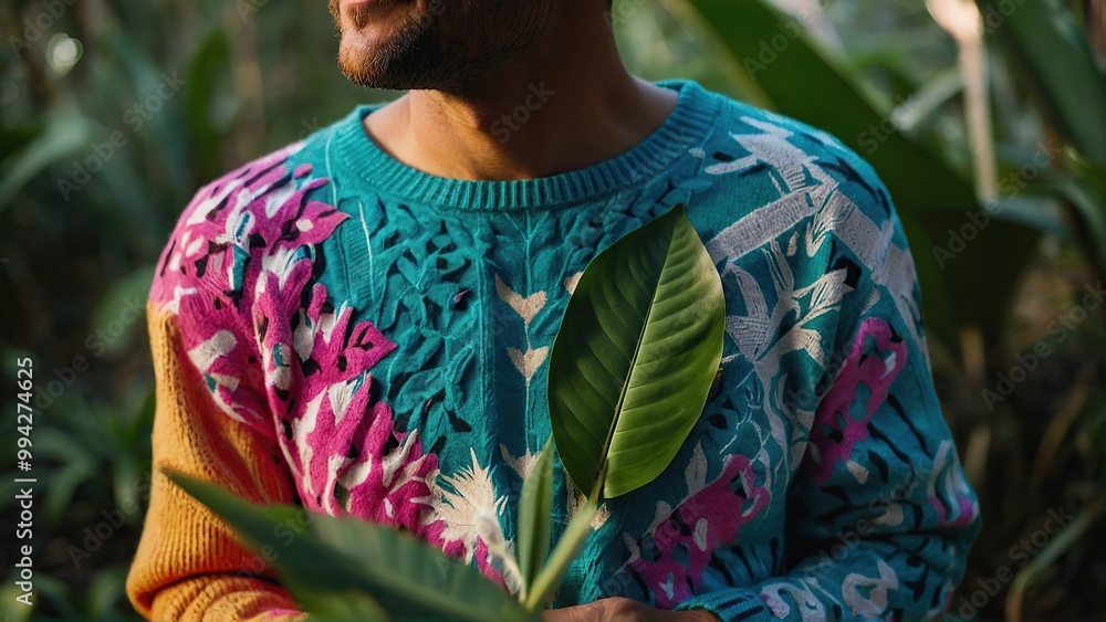 Obraz premium Cut out portrait of unrecognizable man in nature wear