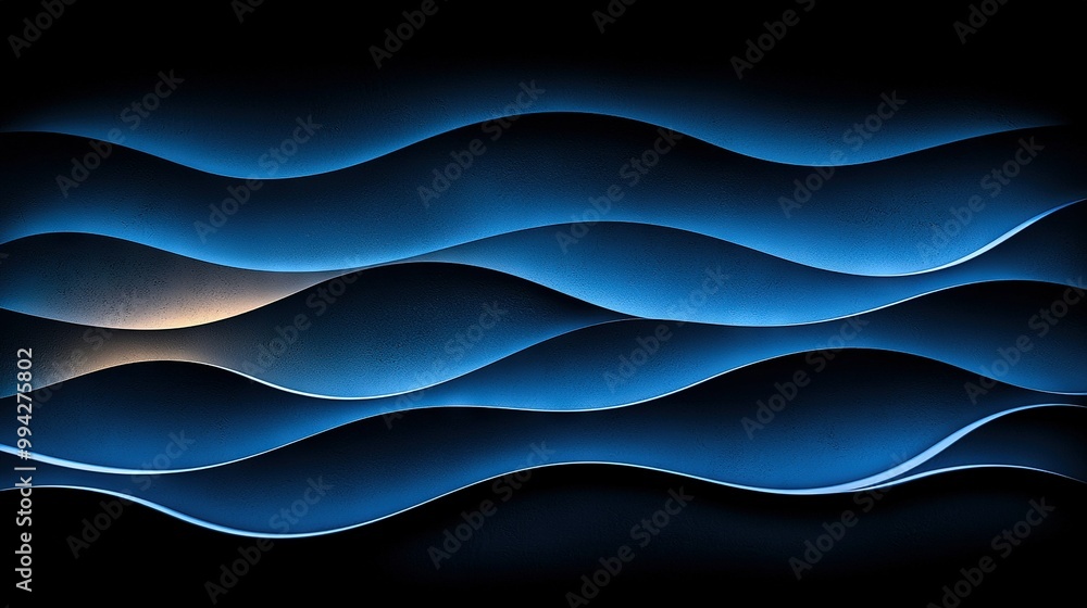   A black background with blue waves and a light at the end is a beacon of hope