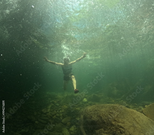 swimming underwater photo