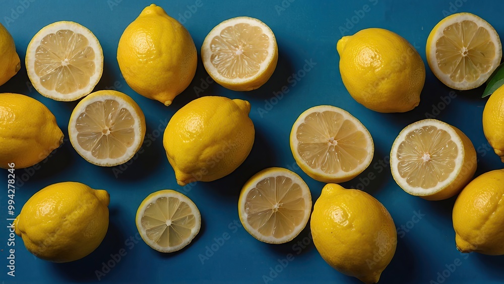 lemon on blue background lemon on blue background