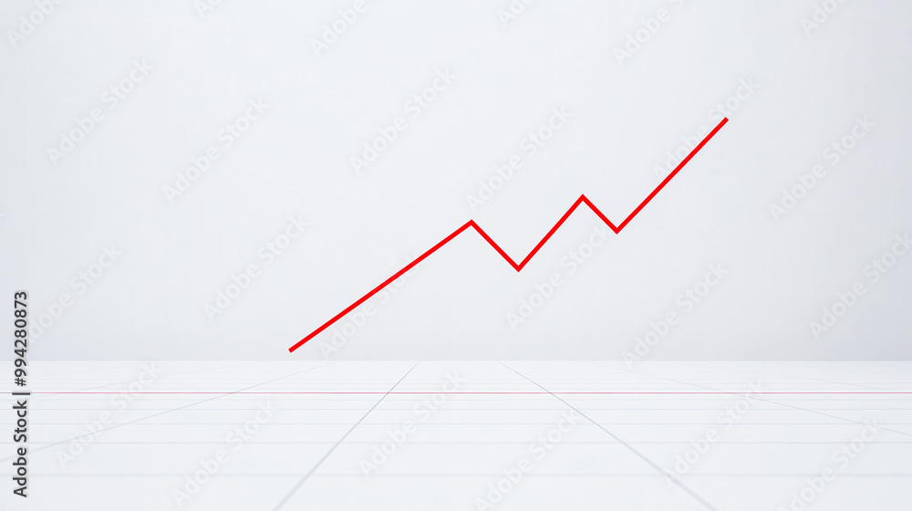 A minimalist white chart with a bold red line sharply descending, emphasizing financial downturns through ample negative space. A minimalist white chart with a bold red line sharply descending, emphasizing financial downturns through ample negative space.