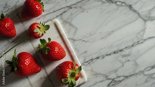 strawberries on marble cutting board