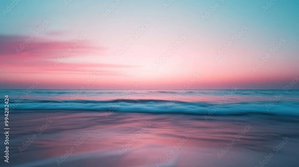 A serene and enchanting dusk over calm ocean waters, with a beautifully painted sky blending hues of pink and blue, capturing the tranquil essence of sunset at sea. A serene and enchanting dusk over calm ocean waters, with a beautifully painted sky blending hues of pink and blue, capturing the tranquil essence of sunset at sea.