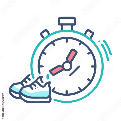 A stopwatch and runner icon combined, representing running and time-based workouts for fitness apps