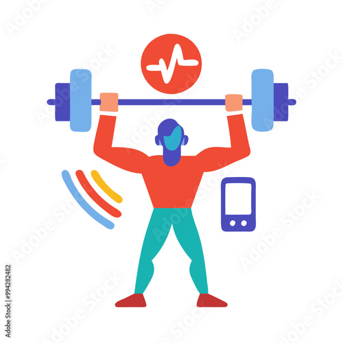 An icon of a person lifting weights, perfect for apps that focus on bodybuilding and strength training