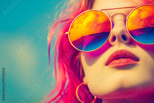 Vibrant Portrait of a Woman in Sunglasses