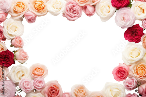 PNG Colorful roses frame background