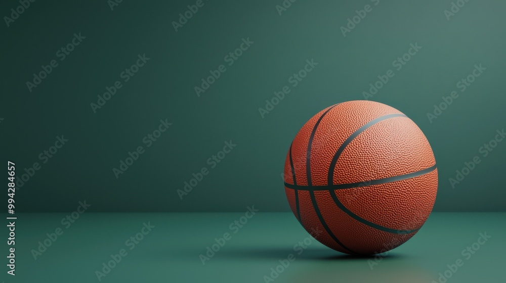 Obraz premium Energetic 3D Illustration of Basketball Bouncing Off Floor with Textured Surface and Hoop in Background