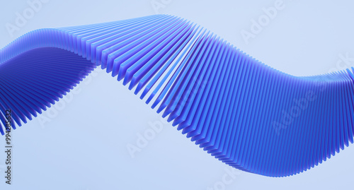 Fototapeta Naklejka Na Ścianę i Meble -  Minimal geometric background with blue wavy shape. 3d rendering illustration.