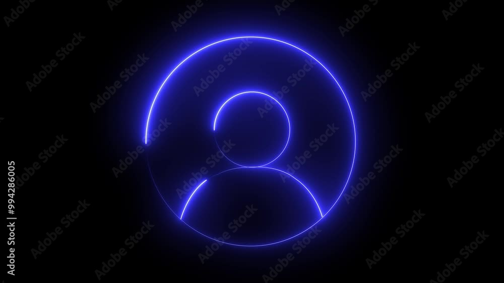Man icon animation by blue color neon on black background. Man icon animation by blue color neon on black background.