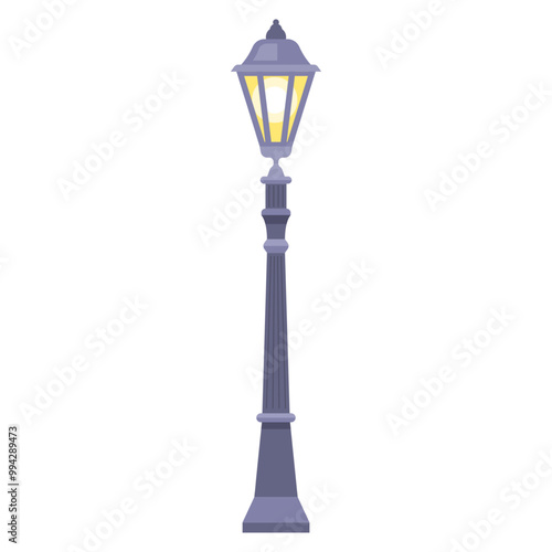 old street lamp on white background. flat vector illustration