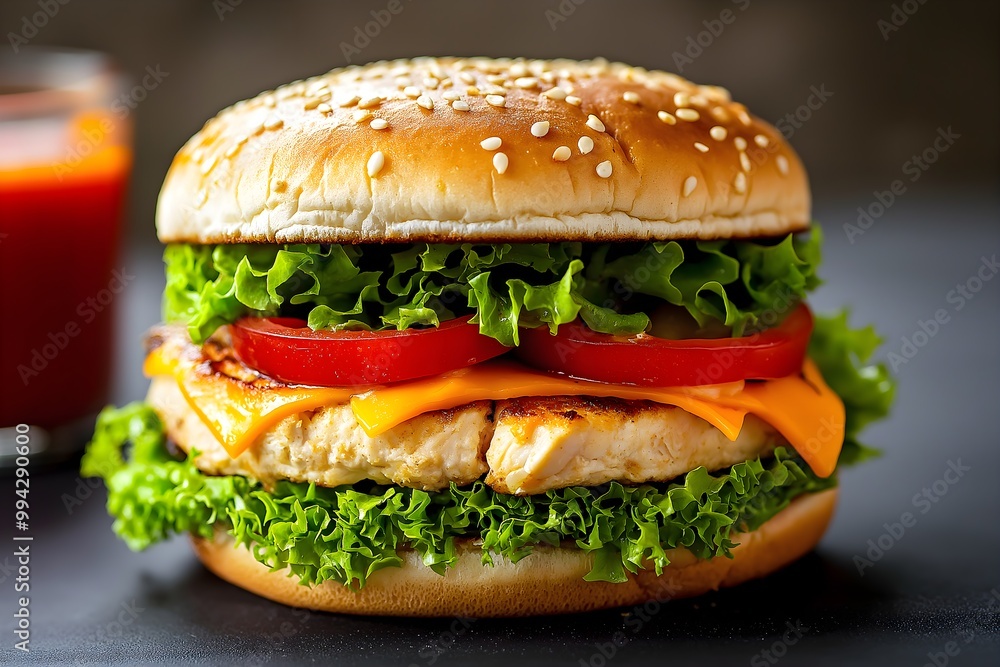 Cheddar Ranch Chicken Burger, Food Photography, Food Menu Style Photo Image Cheddar Ranch Chicken Burger, Food Photography, Food Menu Style Photo Image