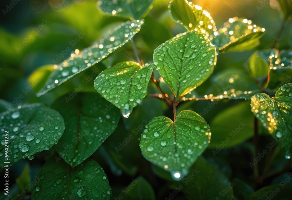 vibrant close dew kissed green leaves soft morning light sparkling water droplets, sparkle, greenery, sunlight, freshness, flora, landscapes, beauty vibrant close dew kissed green leaves soft morning light sparkling water droplets, sparkle, greenery, sunlight, freshness, flora, landscapes, beauty