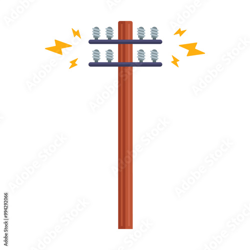 wooden electric pole for electricity flow. broken power station.