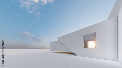 3d render abstract architecture background building geometric shape