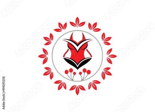 Red color bikini clothing fashion inspiration illustration logo template