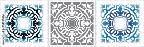 Traditional Seamless Mediterranean Tile Pattern. Majolica Style. Blue Colors on White. Vector Illustration, Turkish Tile vector