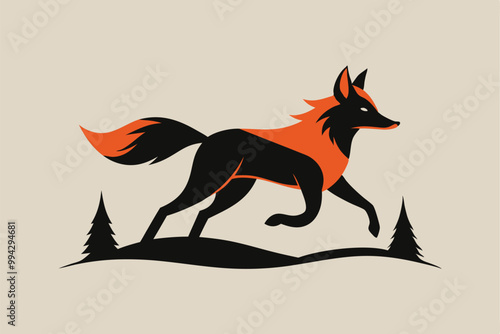 Solid color Maned Wolf animal vector design