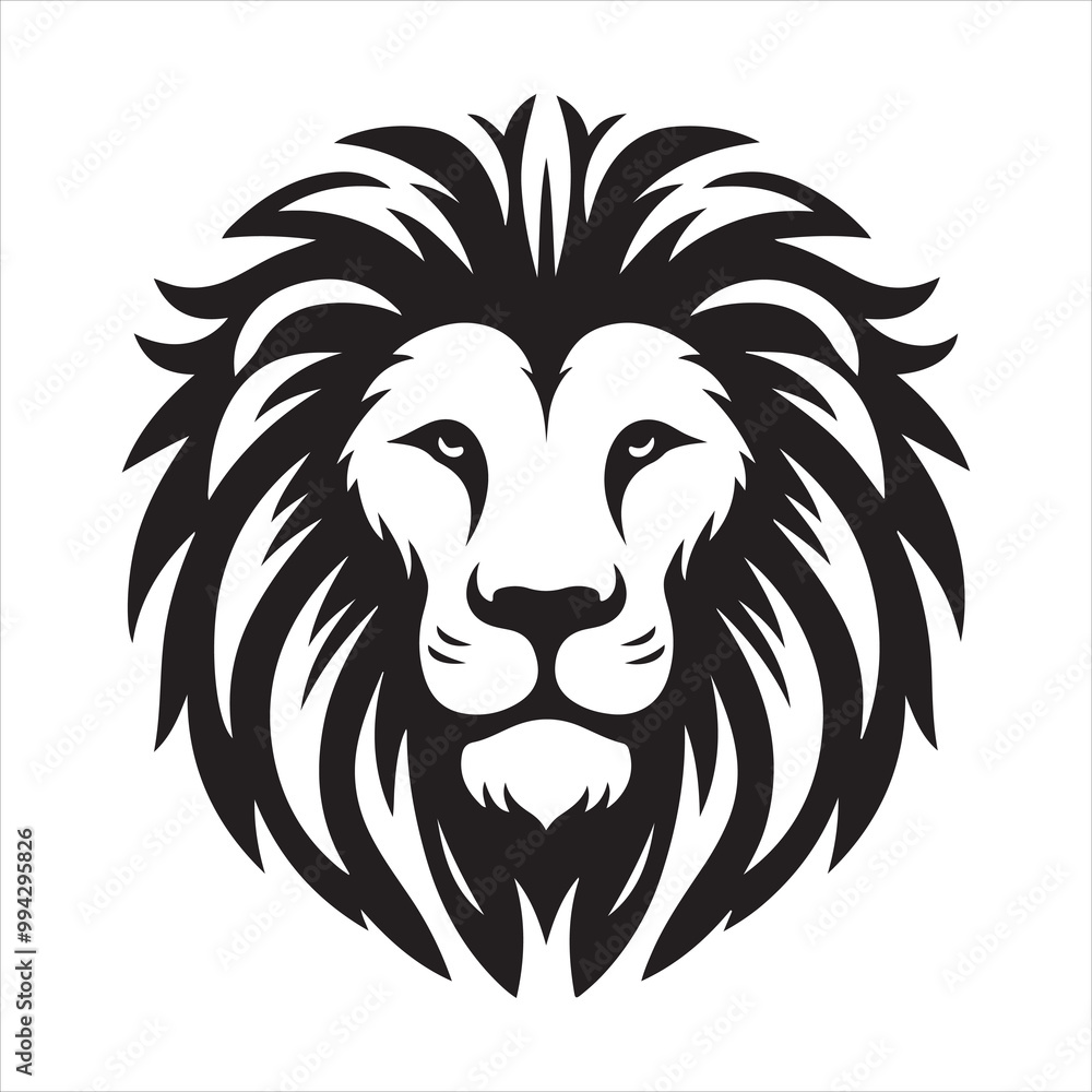 Fototapeta premium Lion Face Silhouette Vector Image