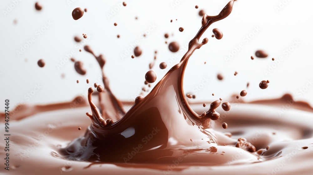A visually captivating splash of smooth and rich chocolate against a white background, illustrating the elegance and indulgence of chocolate in a dynamic, fluid motion. A visually captivating splash of smooth and rich chocolate against a white background, illustrating the elegance and indulgence of chocolate in a dynamic, fluid motion.