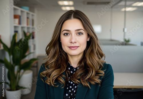 woman with pride, millennial department head collaborating, layered neat attire, minimal background morning, professional lighting, leader portrait