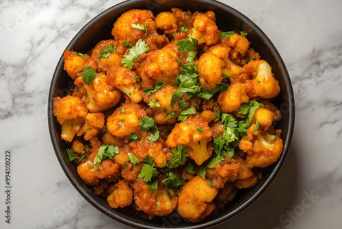 A Large Bowl Filled With Delicious Homemade Aloo Gobi, The Crust Is Golden Brown And Perfectly Sautéed, Food Photography, Food Menu Style Photo Image